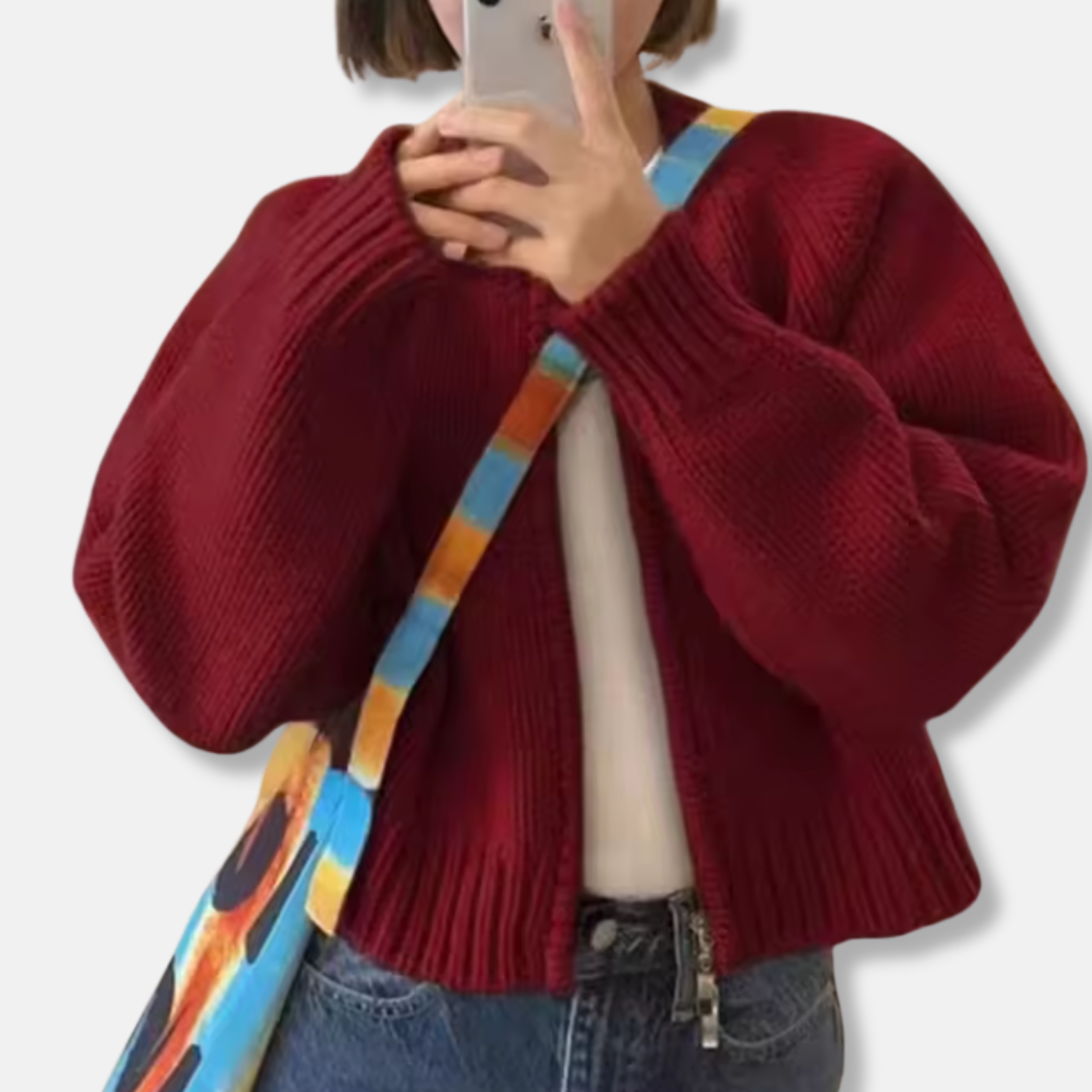 Women’s Cardigan – Wool Knit – Relaxed Fit – Long Sleeve – Open Front