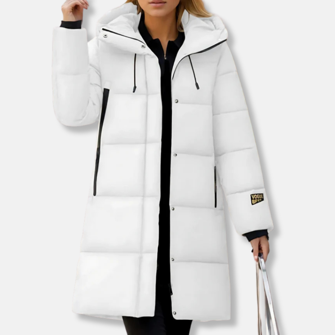 Women’s Long Puffer Coat – Quilted Insulated Shell – Oversized Fit – Hooded Windproof