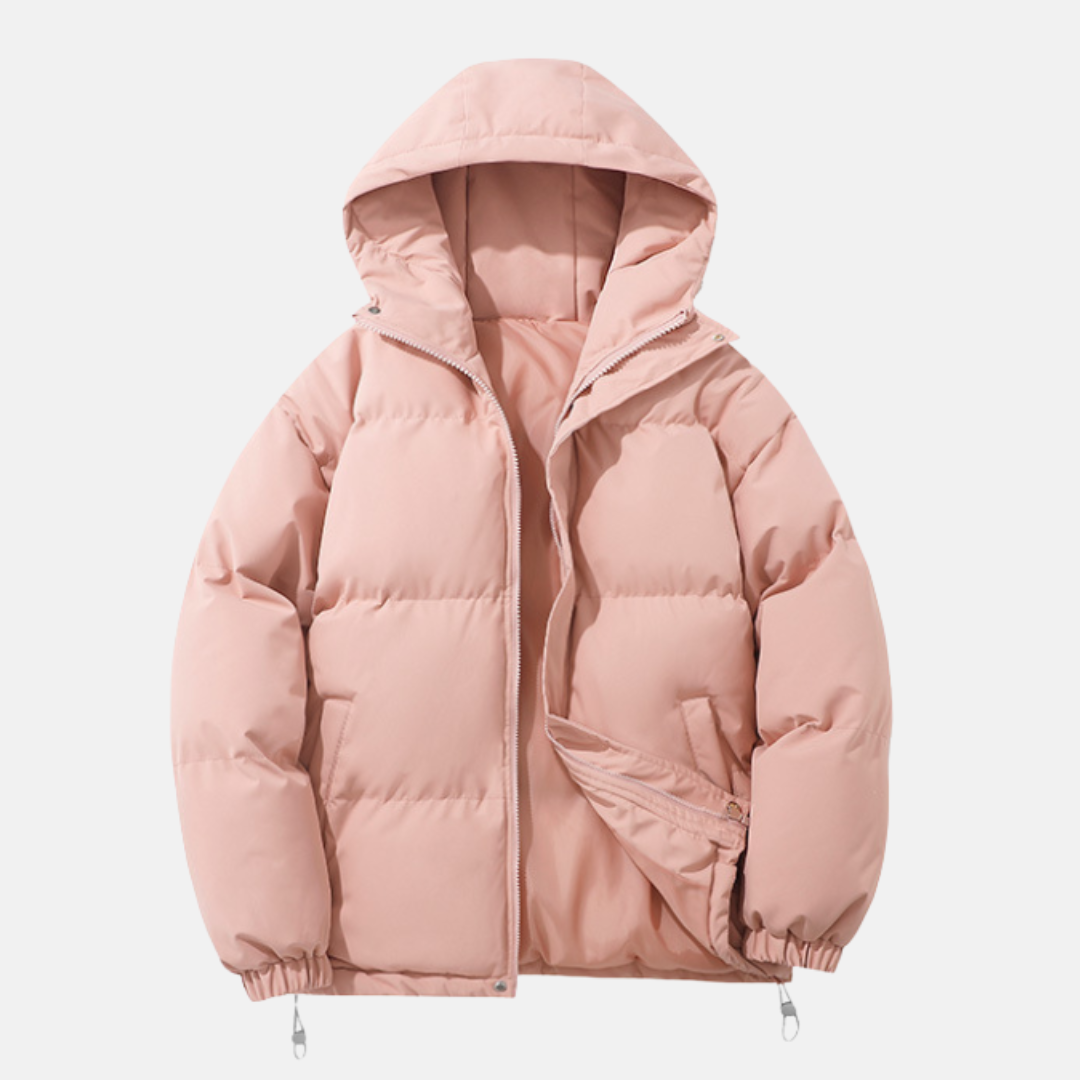 Mens Padded Hooded Coat With Elasticated Hem For Cold Winter Weather Synthetic Insulated Outerwear By TrendAura