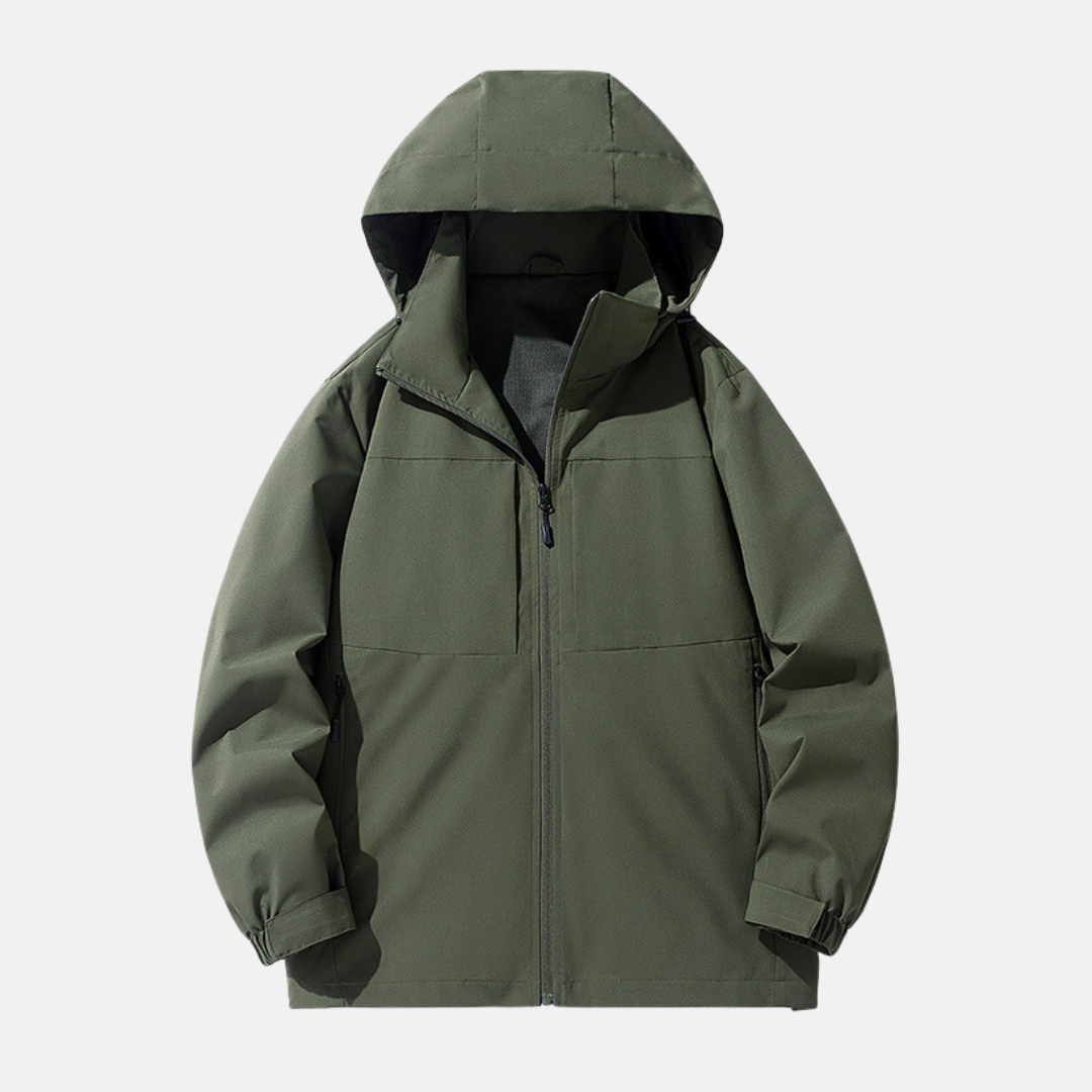 TrendAura Men's Hooded Jacket Relaxed Fit Weather Resistant With Zip Pockets And Adjustable Cuffs