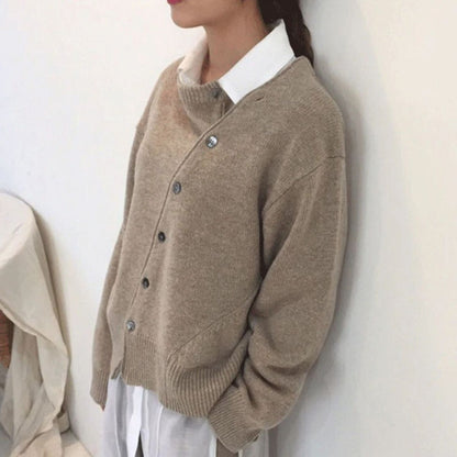 Women's Versatile Knit Cardigan with Open Front and Long Sleeves