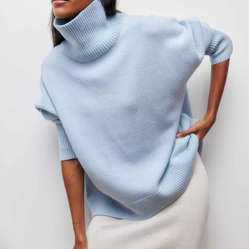 Léa Cozy Knit Sweater for Women, Soft Knit with High Collar Warmth and Timeless Comfort