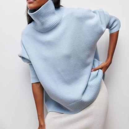 Léa Cozy Knit Sweater for Women, Soft Knit with High Collar Warmth and Timeless Comfort