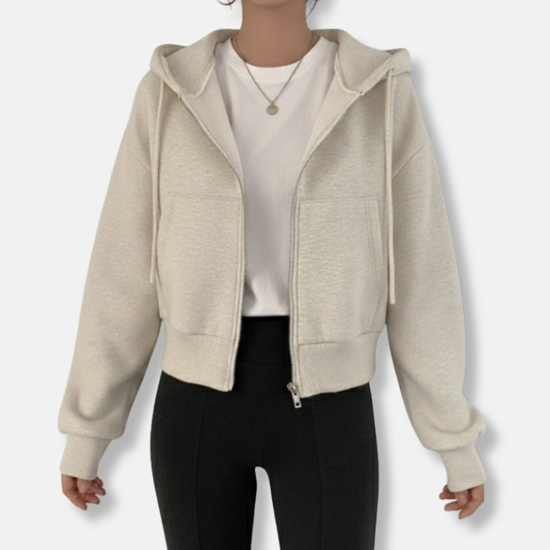 Women’s Zip-Up Hoodie – Oversized Fit – Fleece Lined – Hooded – Kangaroo Pocket