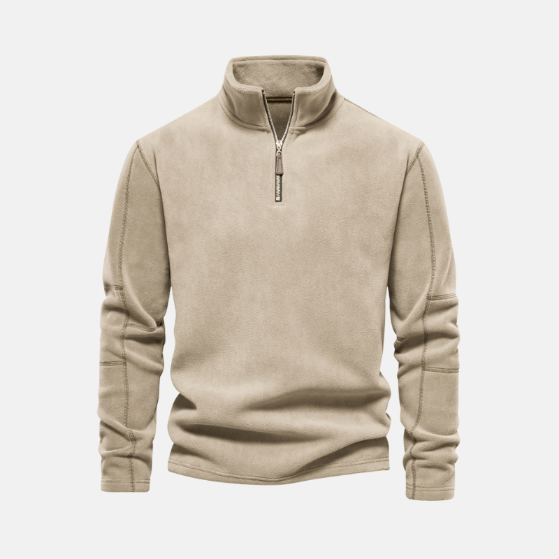 TrendAura Men's Fleece Sweatshirt With Stand Collar And Half Zip Closure For Elevated Casual Style