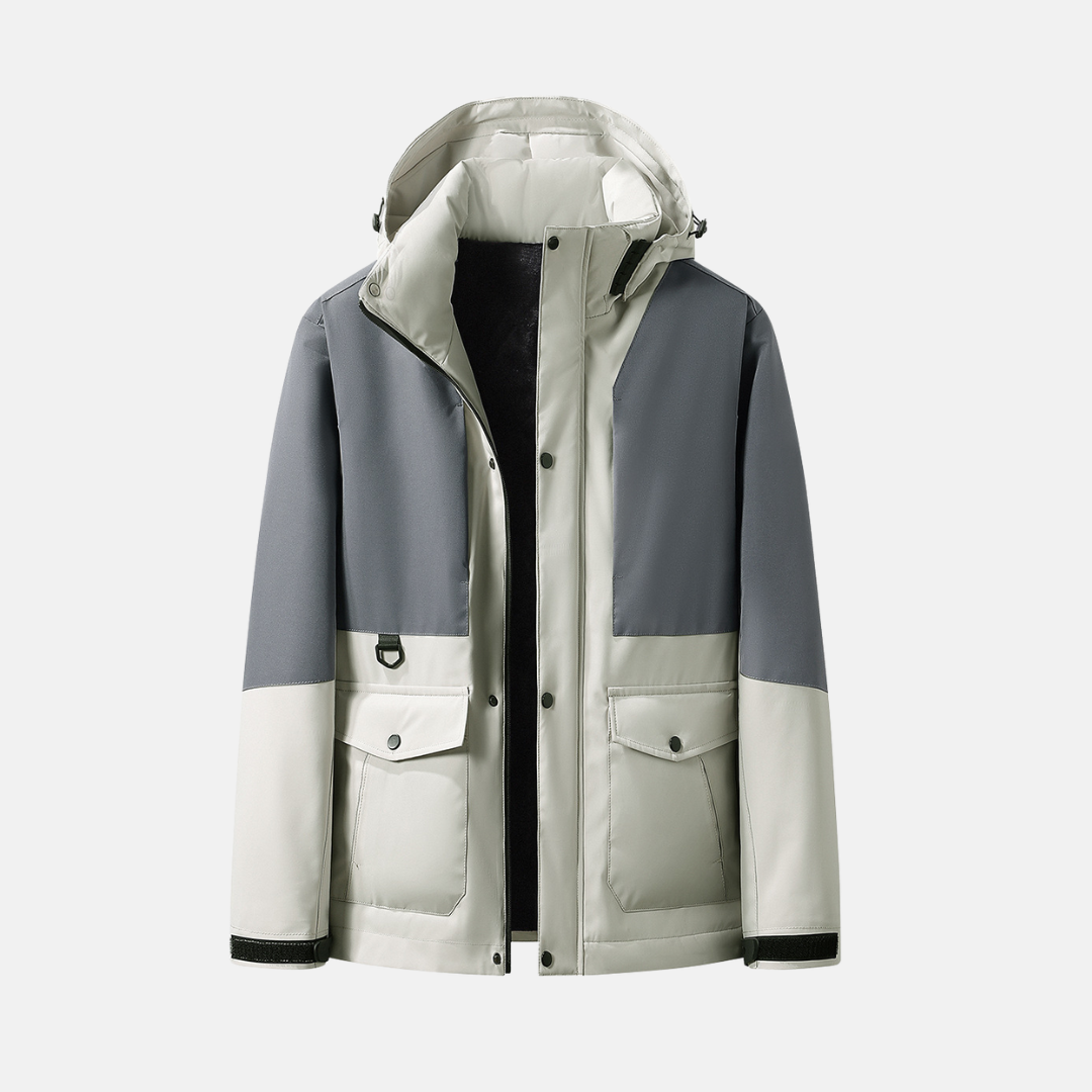 Men's Wind And Water Resistant Hooded Jacket With Quilted Lining And Relaxed Fit For Winter