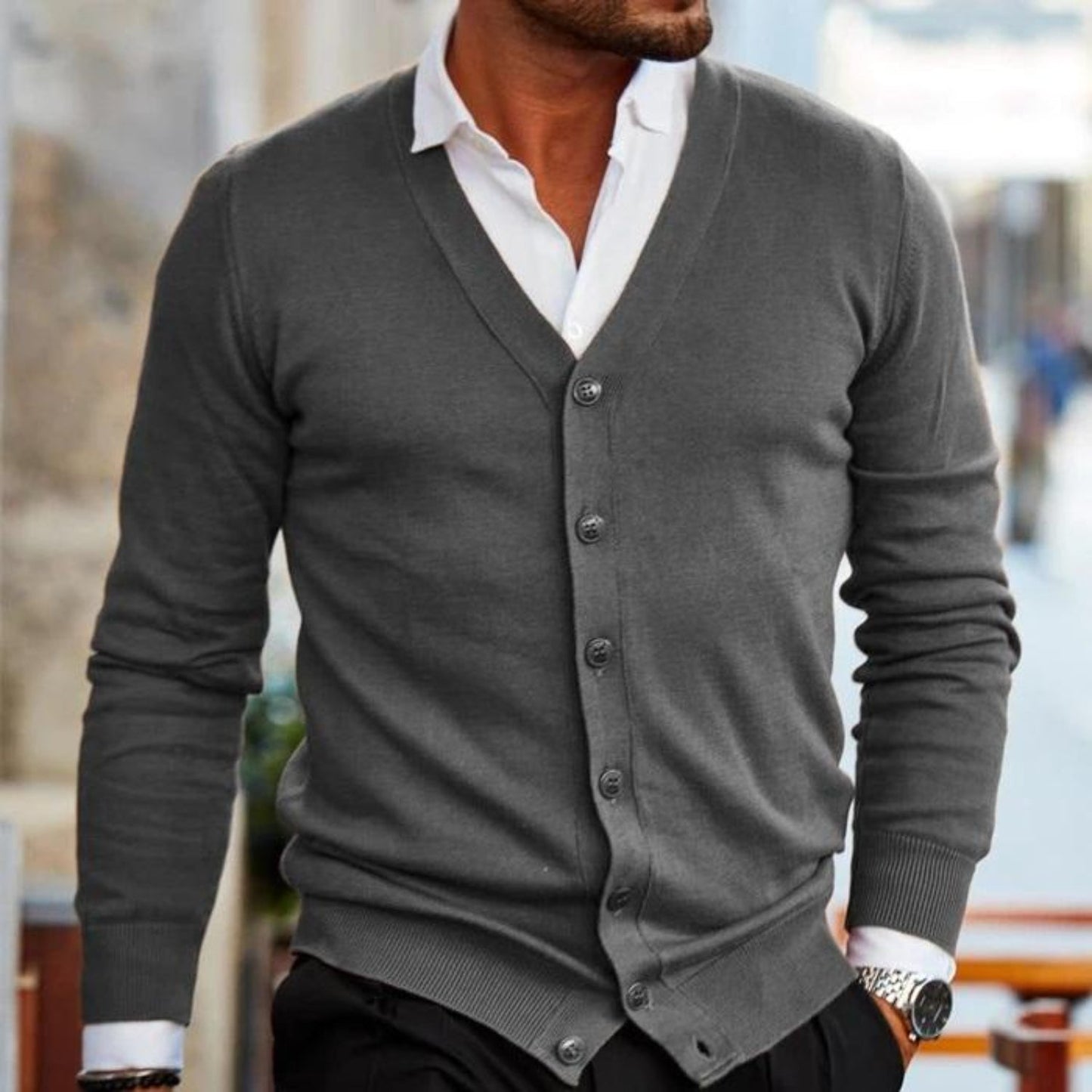 Cardigan with Button Closure for Men