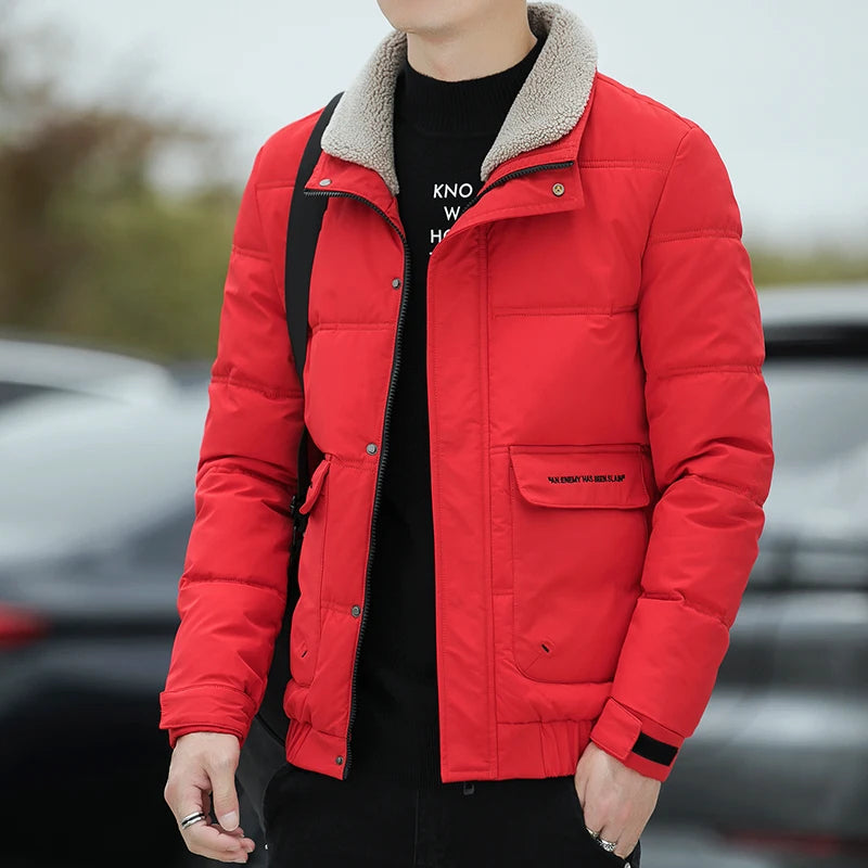 Mens Winter Puffer Jacket Stand Up Collar Stylish Warm