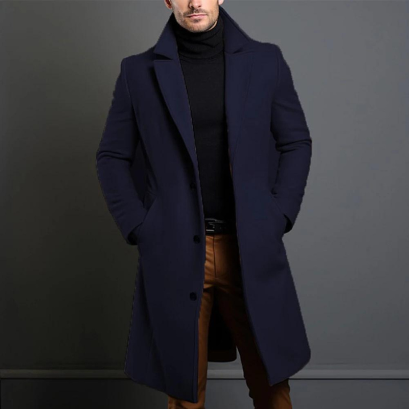 Men's Winter Overcoat Long Length Timeless Warmth And Sharp Silhouette For Formal And Everyday Wear