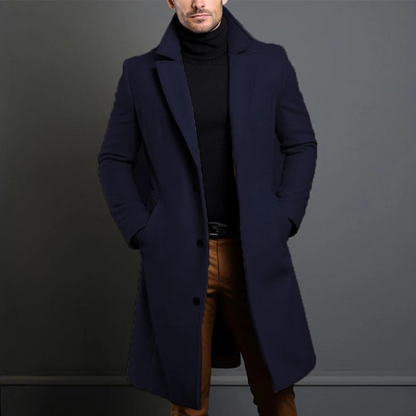 Men's Winter Overcoat Long Length Timeless Warmth And Sharp Silhouette For Formal And Everyday Wear