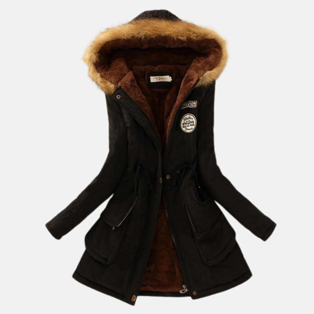 Women’s Parka Jacket – Tailored Fit – Fleece Lined – Faux Fur Hood – Zip Closure