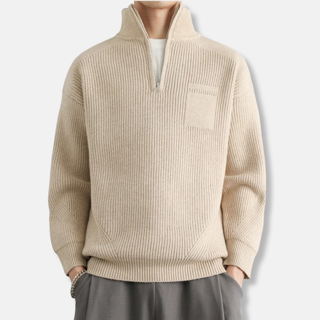 Men's Cotton Blend Quarter Zip Sweatshirt With Relaxed Fit And Stand Up Collar For Everyday Comfort