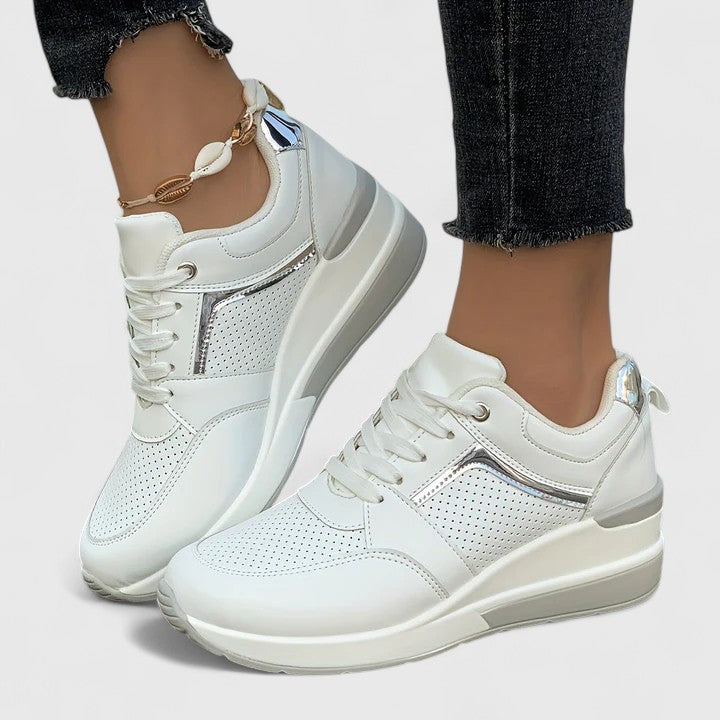 Novyssa Women's Wedge Sneakers With Side Zipper For Everyday Comfort And Style, Lightweight