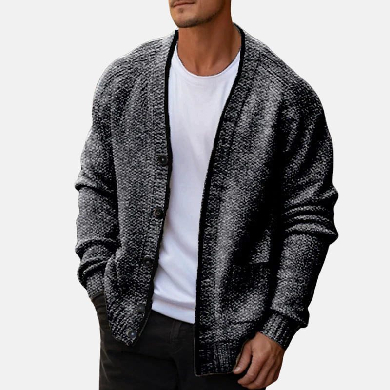 Mens Cardigan Wool Blend Relaxed Fit V Neck Button Front Knit Sweater For Men Casual Layering Essential