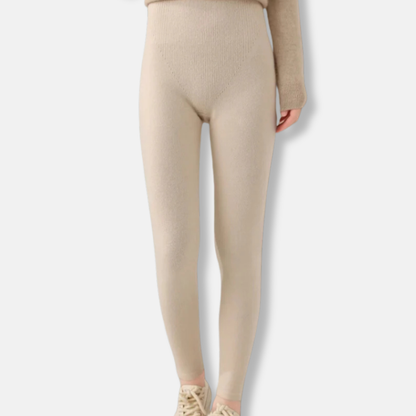 Women’s Leggings – Slim Fit – Knit Stretch Fabric – Ribbed Waistband – Full Length