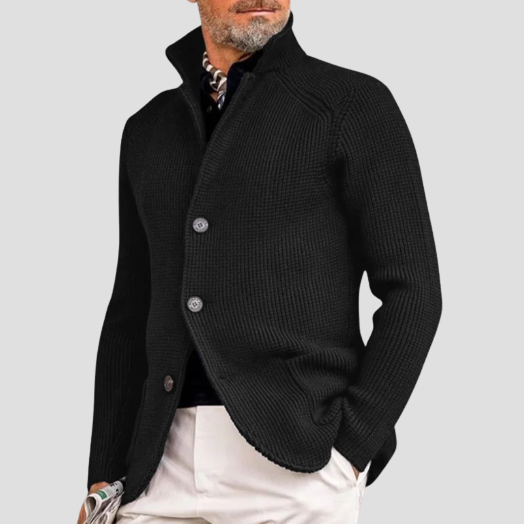 TrendAura | Men’s Textured Jacquard Knit Cardigan