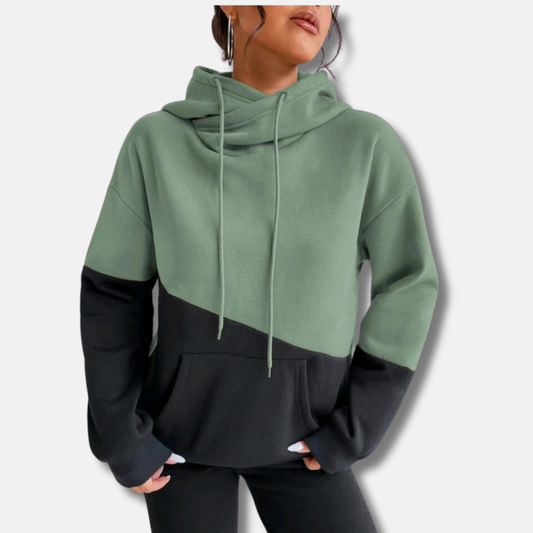 Women’s Hoodie – Relaxed Fit – Soft Knit Fabric – Colorblock – Kangaroo Pocket
