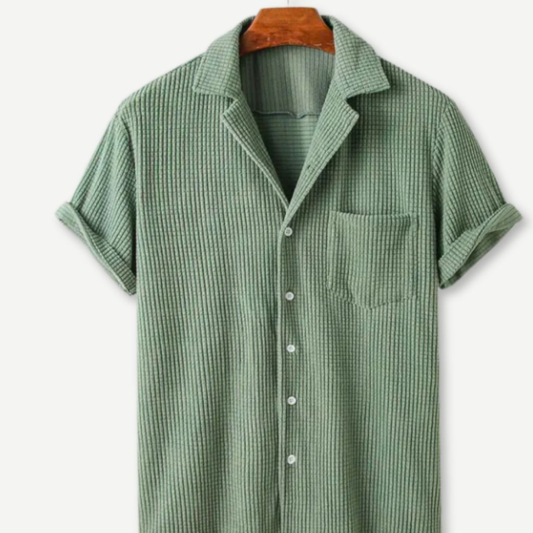 Men's Ribbed Knit Short Sleeve Shirt For Summer Style Breathable Comfort Everyday Essential