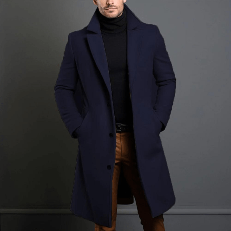 Men's Elegant Long Winter Coat Timeless Design Warmth Sleek Silhouette For Modern Men