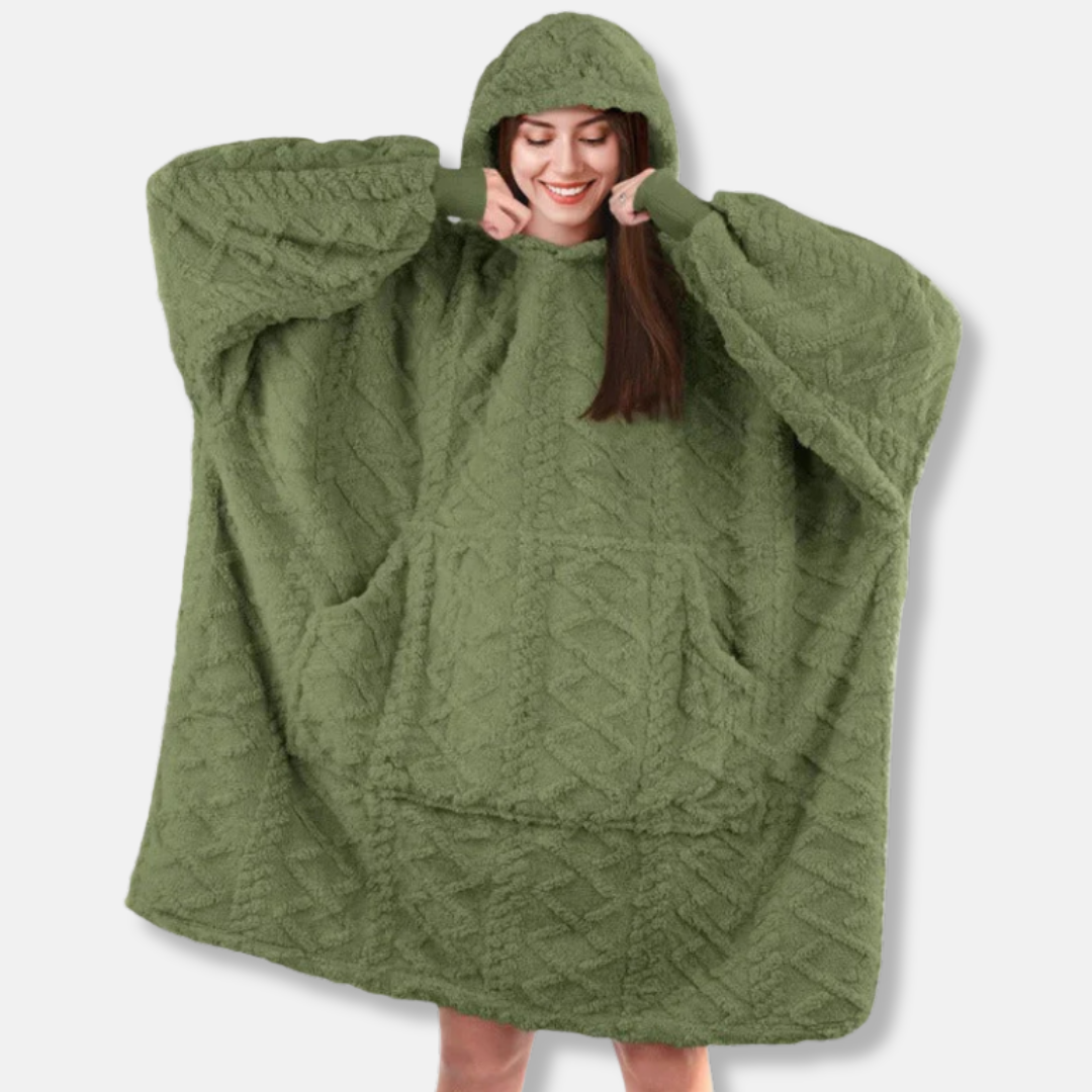 Womens Wearable Blanket Hoodie Plush Knit Oversized Hooded With Kangaroo Pocket For Cozy Lounge
