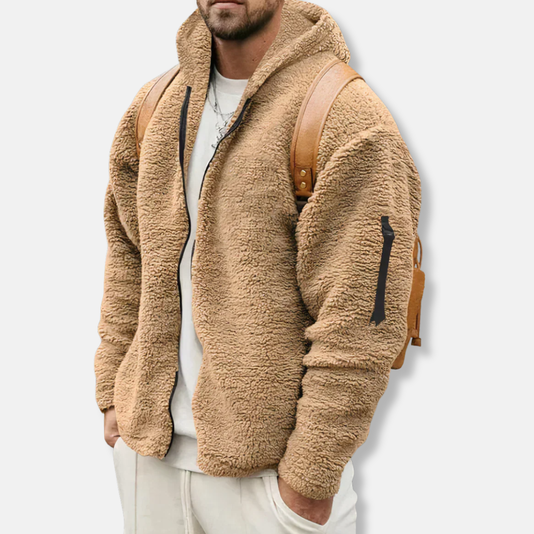 TrendAura Mens Sherpa Fleece Hoodie Full Zip Relaxed Fit Winter Warmth Casual Outerwear