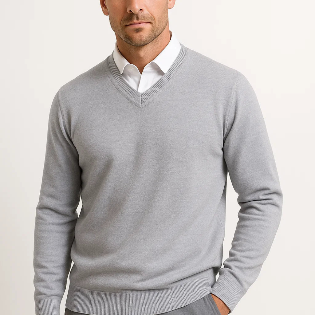Men's V-Neck Sweater Premium Soft Breathable Knit For Easy Layering And Timeless Refined Style For Men