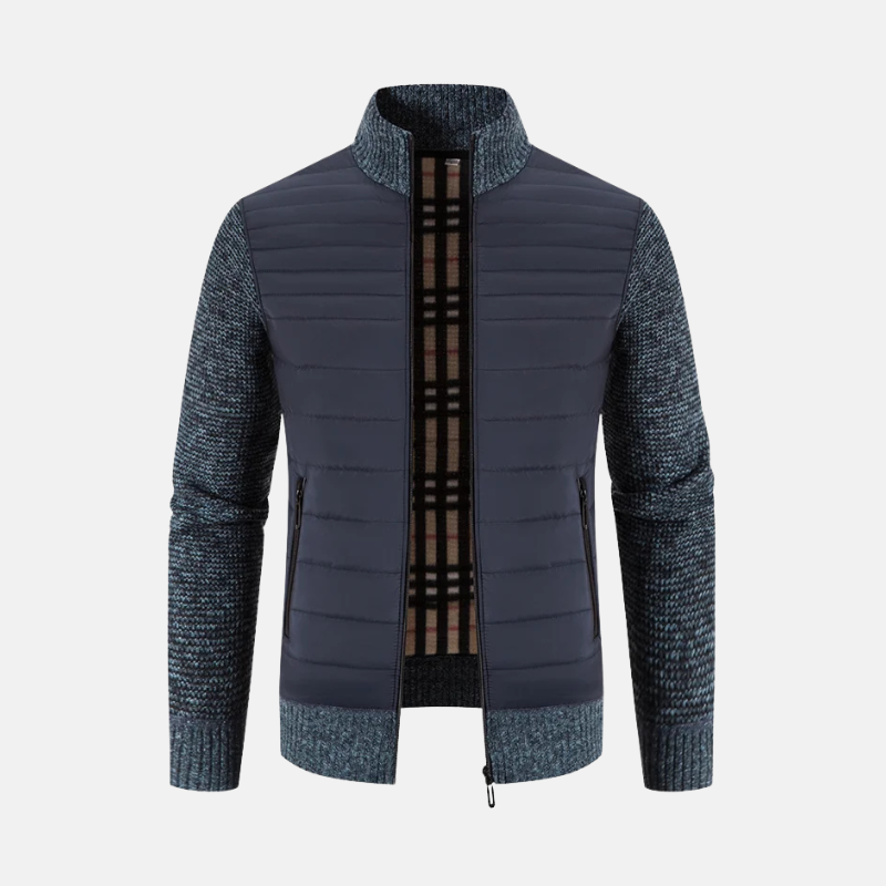 TrendAura Men's Hybrid Padded Jacket With Ribbed Knit Sleeves For Cold Weather Slim Fit Hip Length