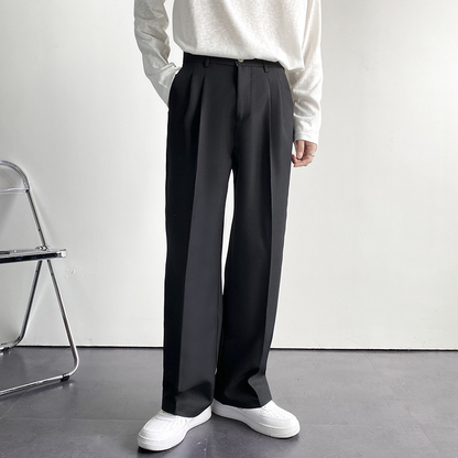 Leo Men's Pleated Trousers With Wide Legs For Elegant Occasions Comfortable Tailored Style