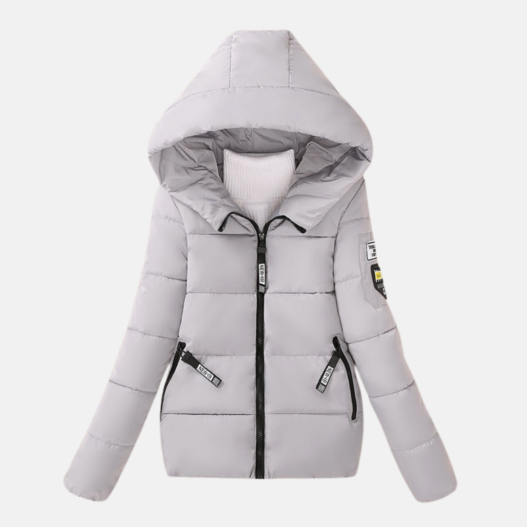 Women’s Quilted Padded Coat – Relaxed Fit – Hooded – Zipper Closure – Insulated Warmth
