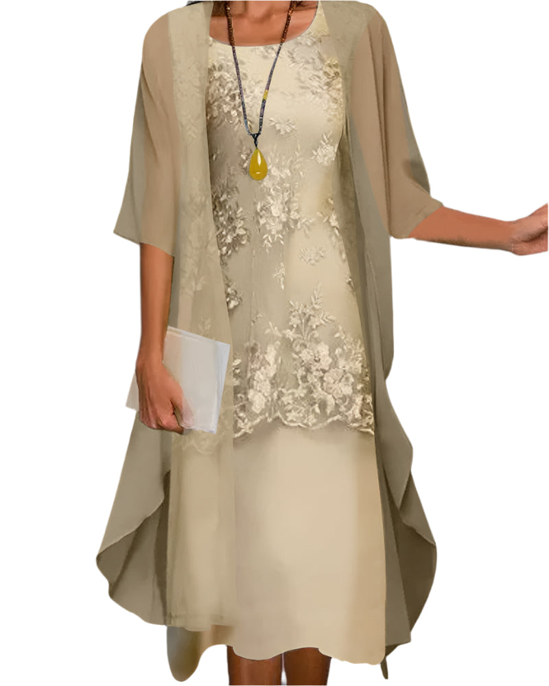 Ivy | Women Flowing Sheer Sleeve Midi Dress