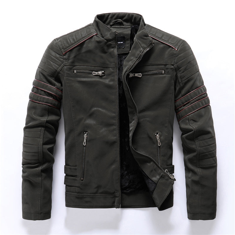 Mens Biker Jacket With Full Zip Fastening For Casual Wear Rugged Style For Modern Men