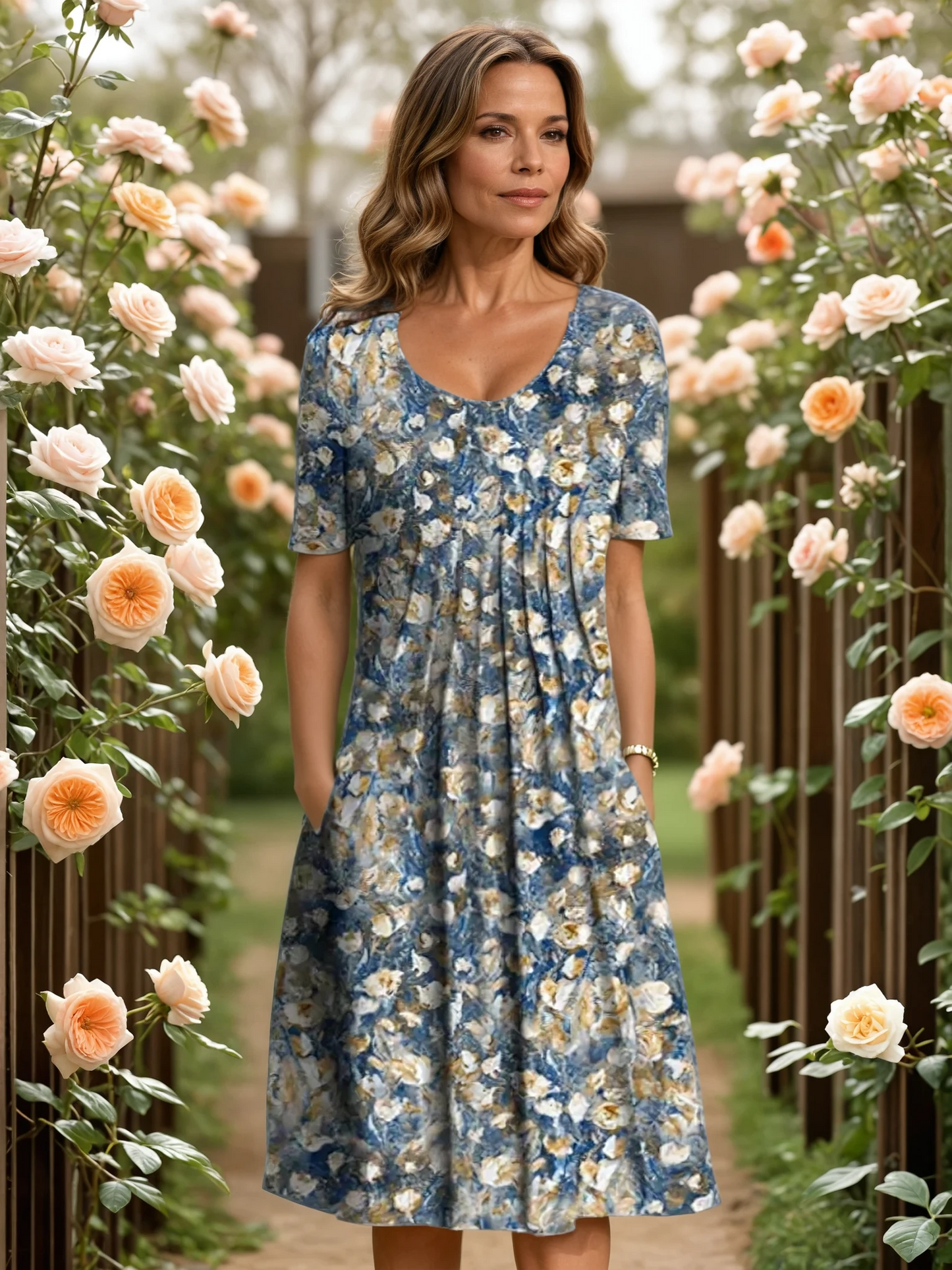 Miriam Floral Dress For Women Timeless Comfort Gathered Waist Soft Pleats Vivid Print Garden Party Ready