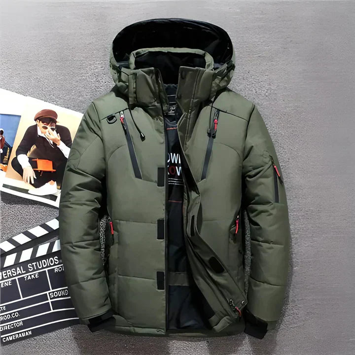 Weston Winter Puffer Jacket For Men With Detachable Hood Warm Windproof Insulated Coat