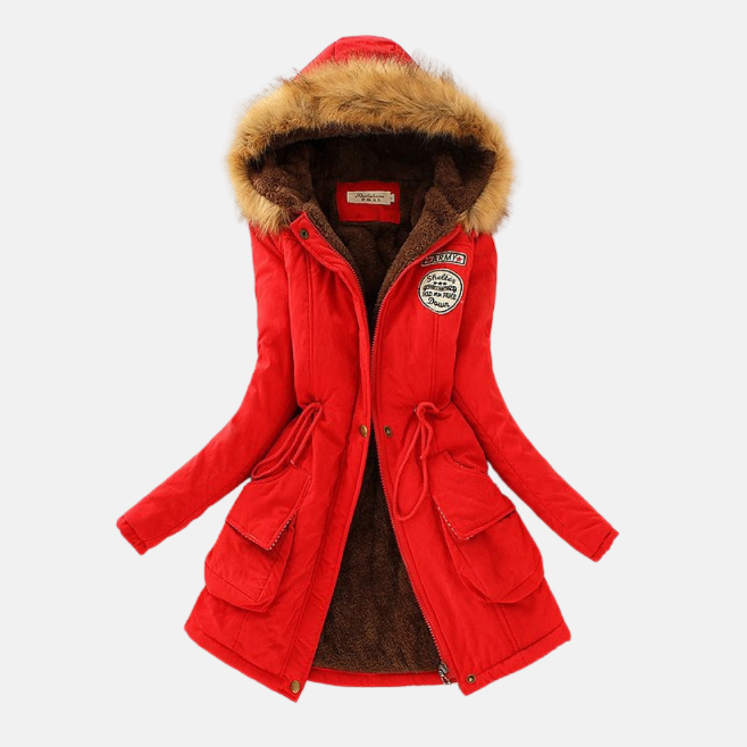 TrendAura Nordisk-Flair Women's Parka Coat With Sherpa Lining And Faux Fur Hood Drawstring Waist Pockets For Winter