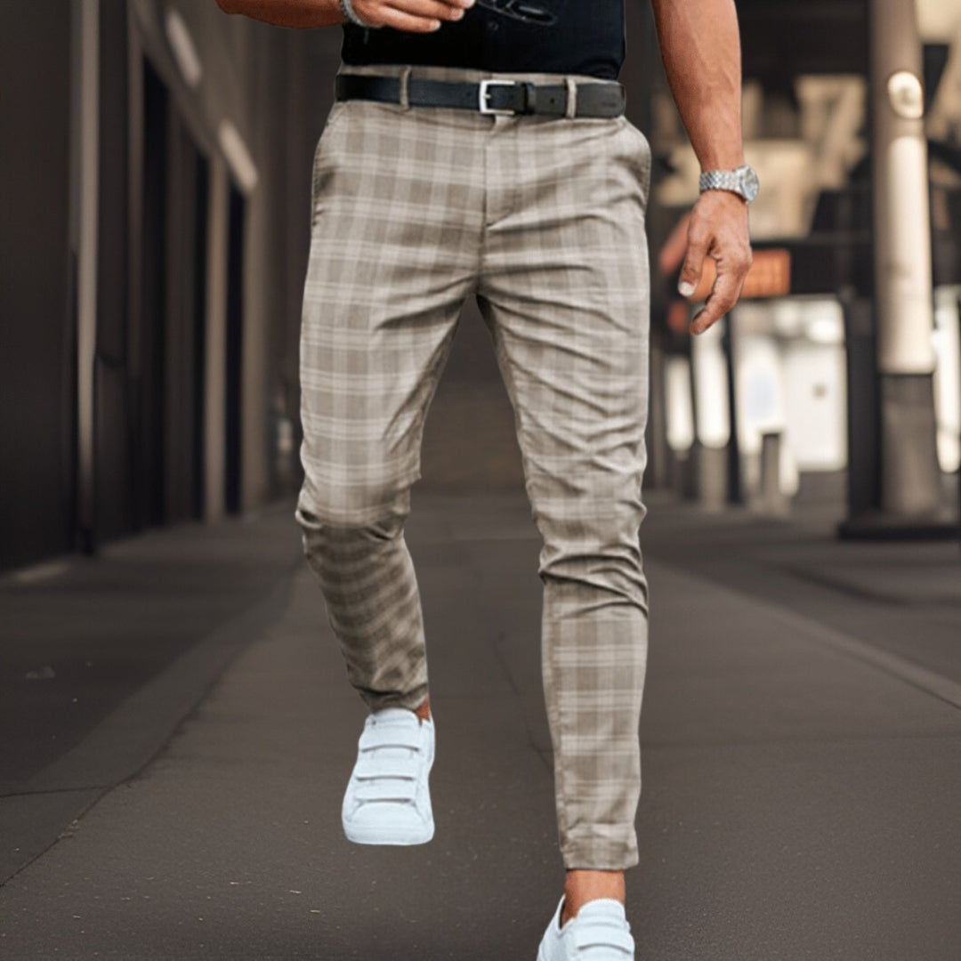 Men's Plaid Chinos Slim Fit For Modern Wardrobe Versatile Smart Casual Trousers Everyday