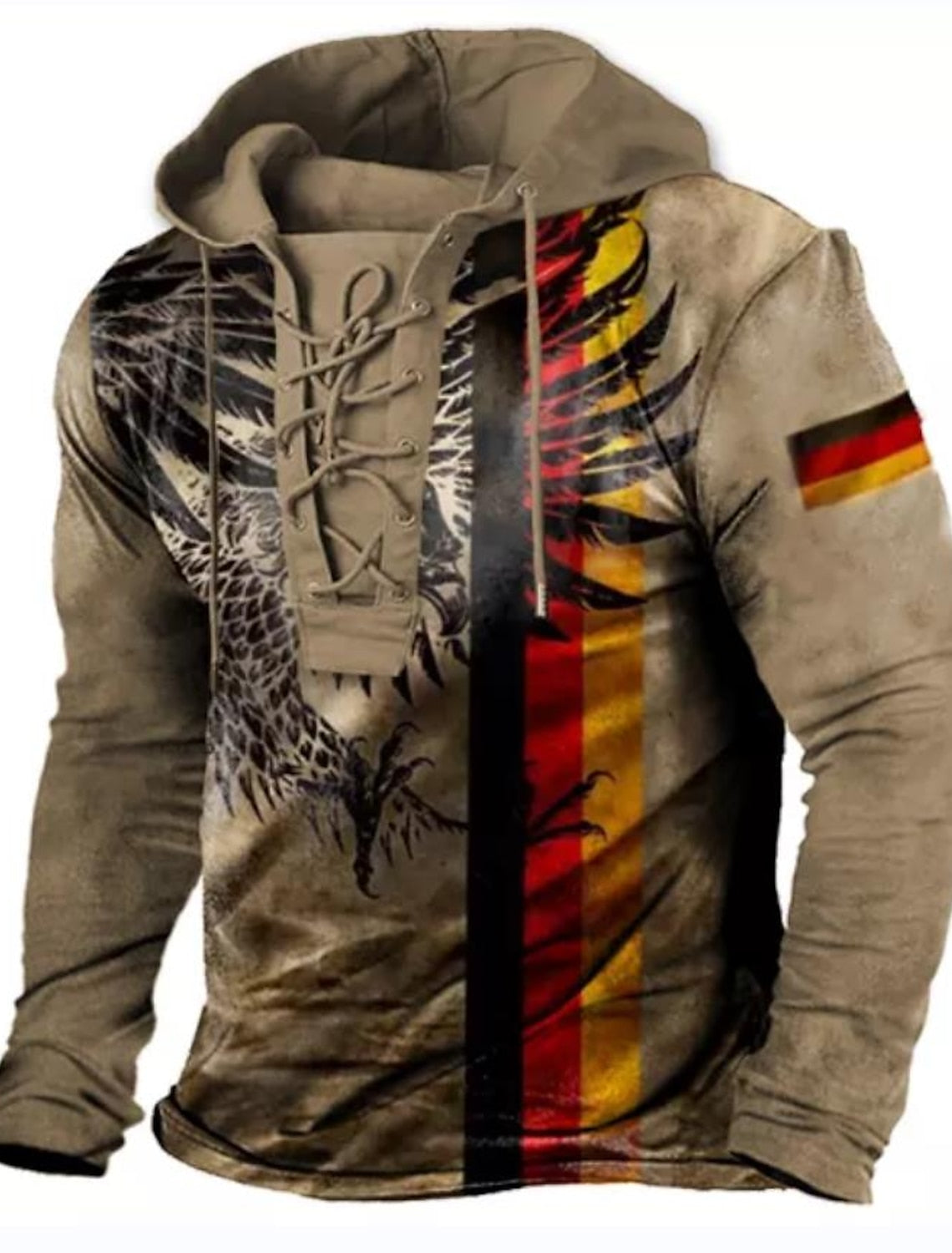 Mens Ethnic Style Hoodie Eye Catching Modern Design For Fashion Forward Men Layering Ready Distinctive Cultural Flair