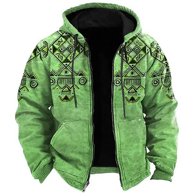 Mens Tribal Graphic Hoodie For Streetwear Fans With Cozy Inner Lining Bold Casual Sweatshirt