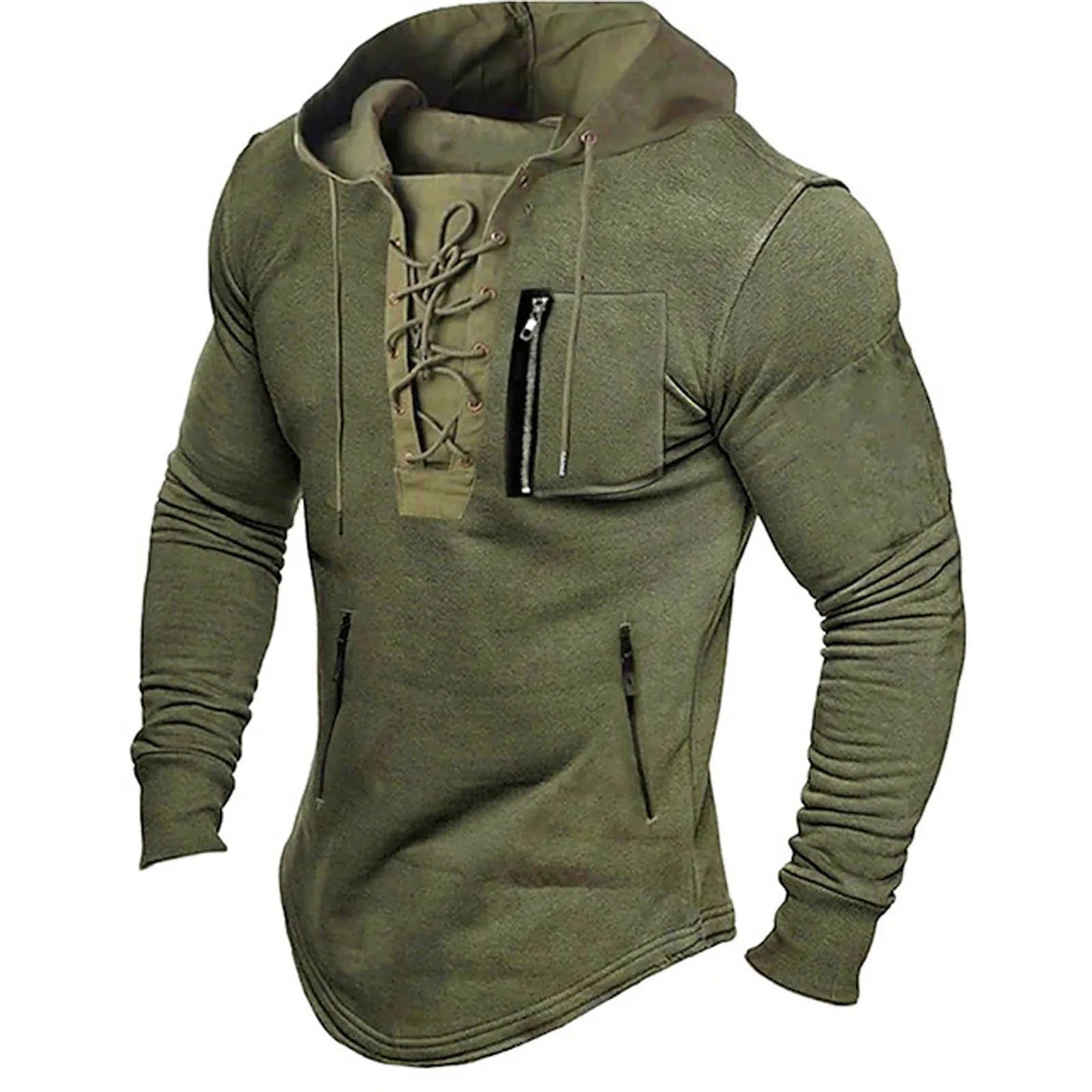 Men's Vintage Lace Up Hoodie For Outdoor Adventure And Casual Everyday Comfort And Style