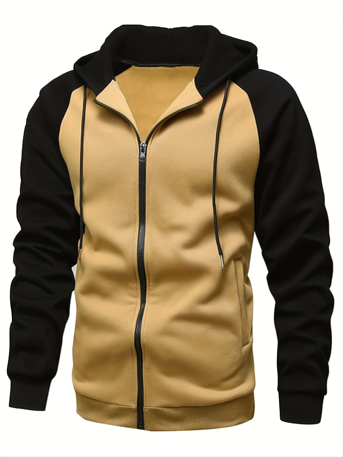 Men's Two-Tone Zipper Hoodie With Long Sleeves - Bold, Versatile Zip Up Sweatshirt