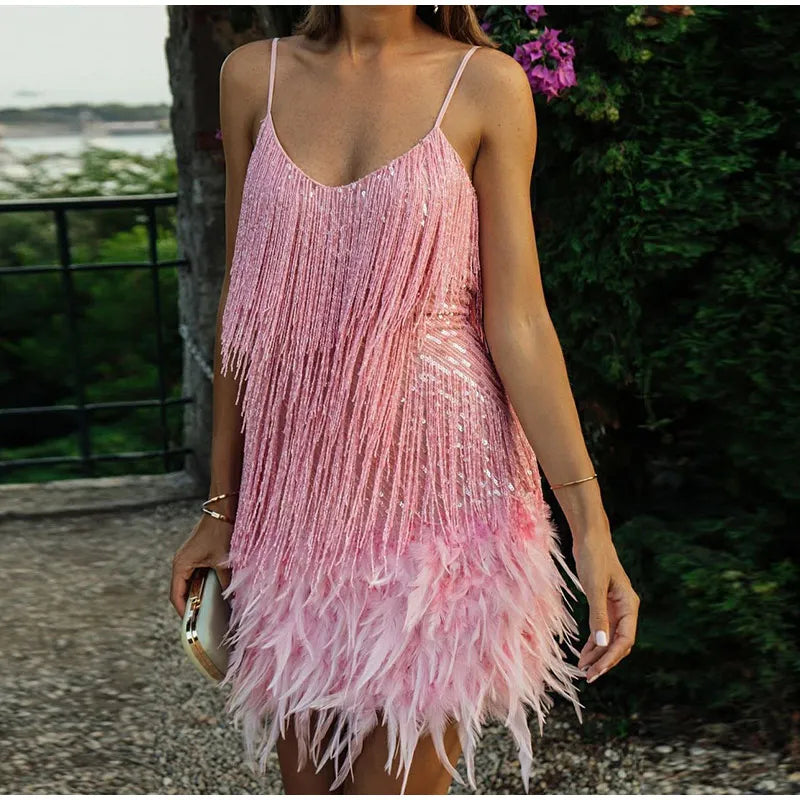 Women’s Sequin Feather Mini Dress | Glamorous