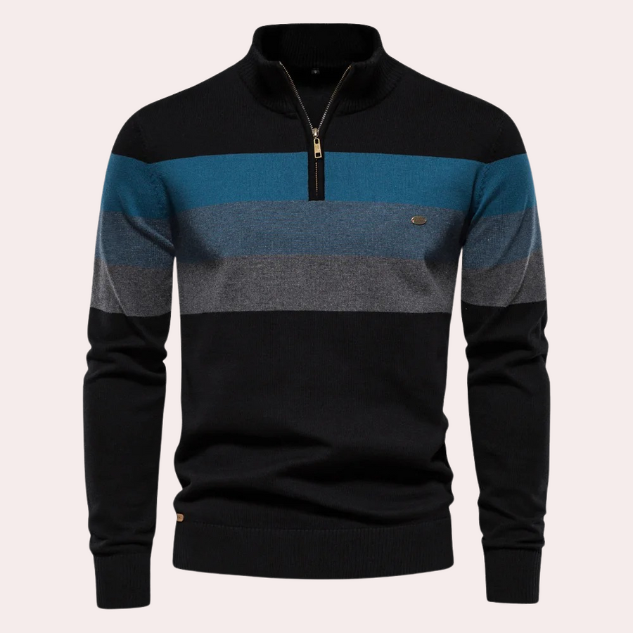 Men's Striped Half Zip Sweater For Everyday Casual Comfort And Modern Versatility