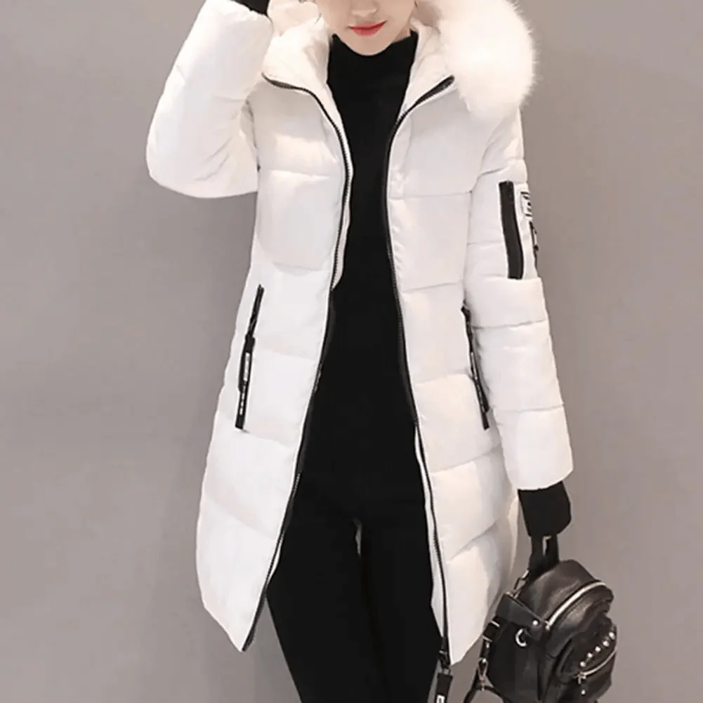 Womens Puffer Jacket Quilted | Faux Fur Hood
