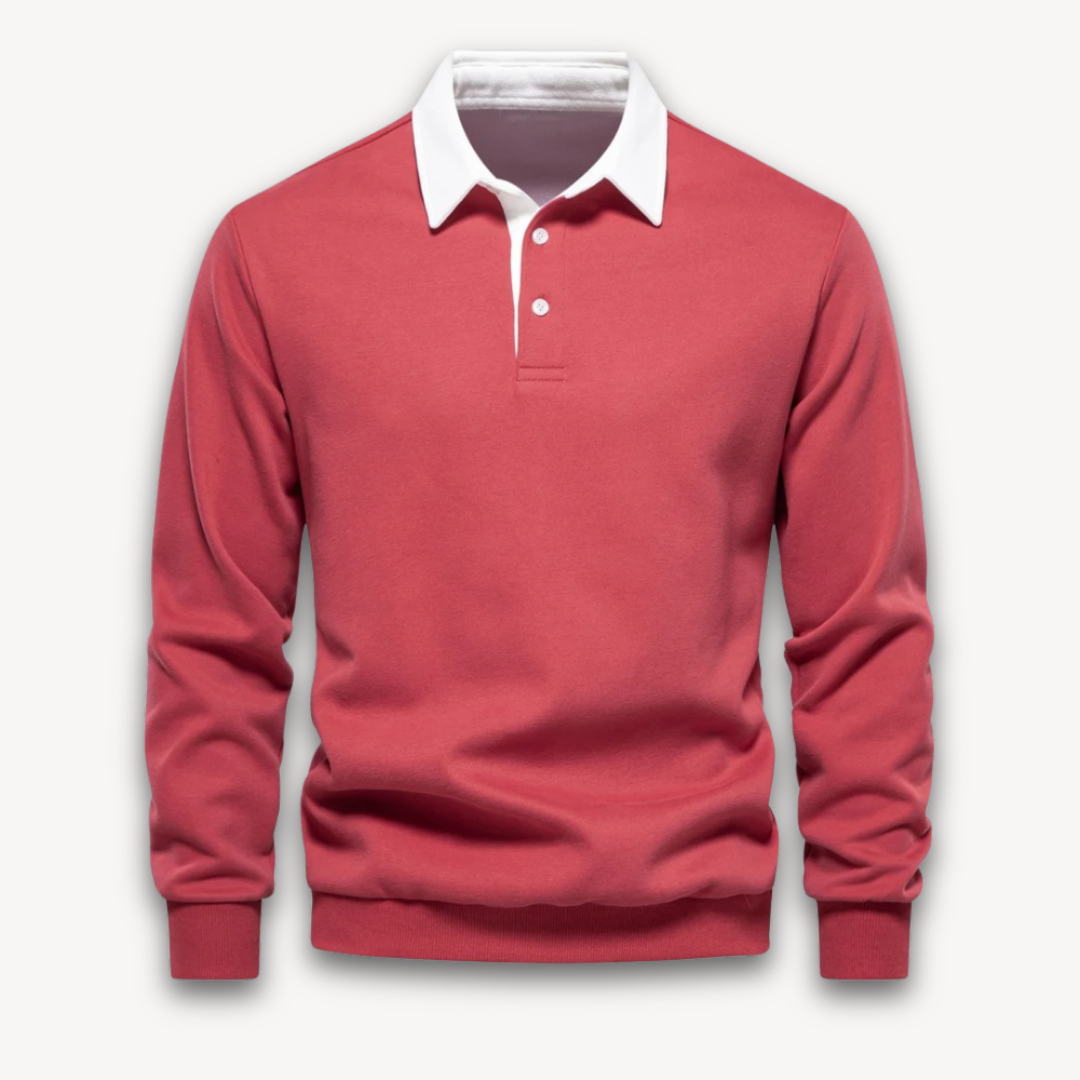 TrendAura Mens Polo Sweater Regular Fit Long Sleeve Soft Knitted Natural Fiber Navy Knitwear