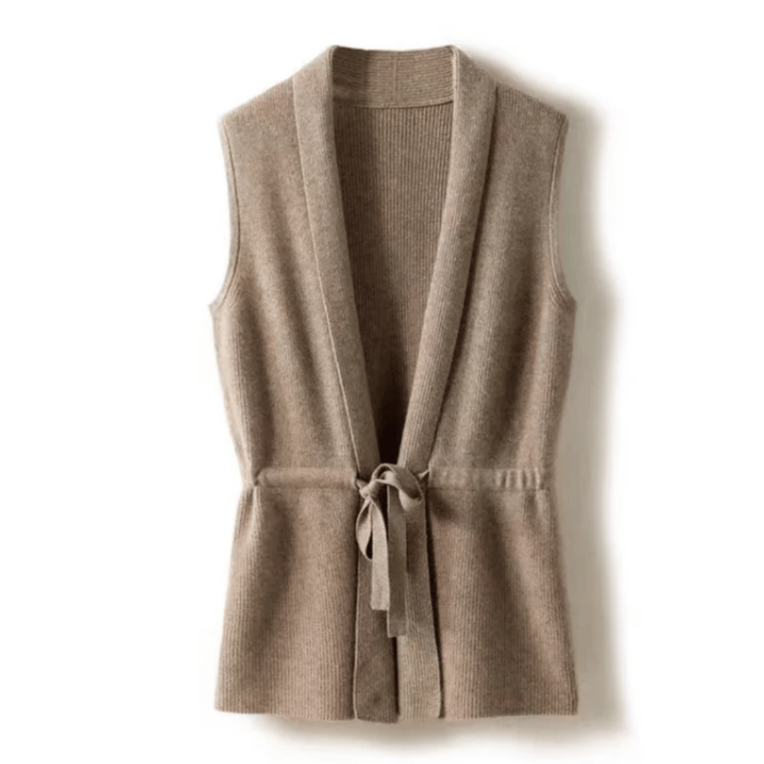 TrendAura Clara Soft Knit Wrap Front Gilet For Women Flattering Elegant Layering Piece