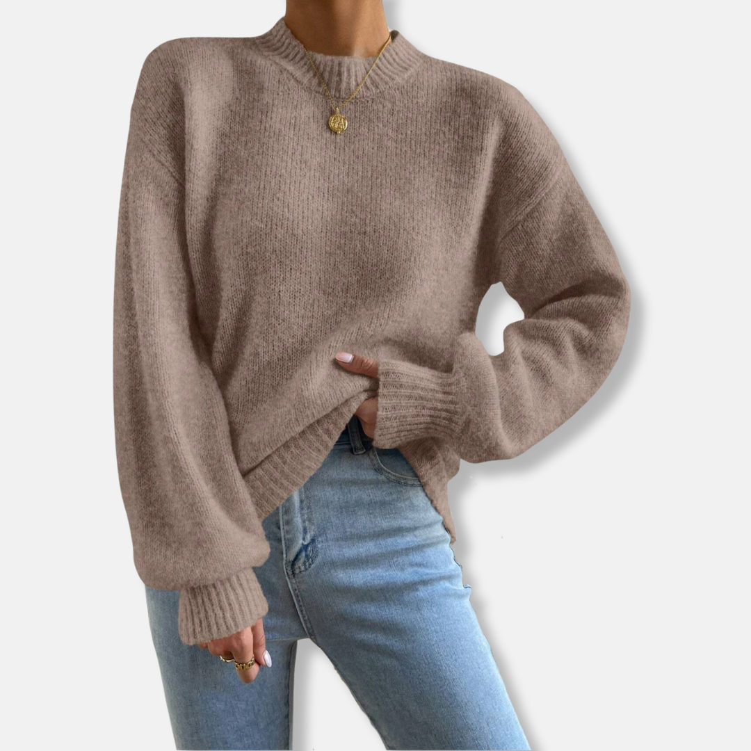Women's Knit Sweater – Relaxed Fit – Soft Knit – Round Neck – Ribbed Edges