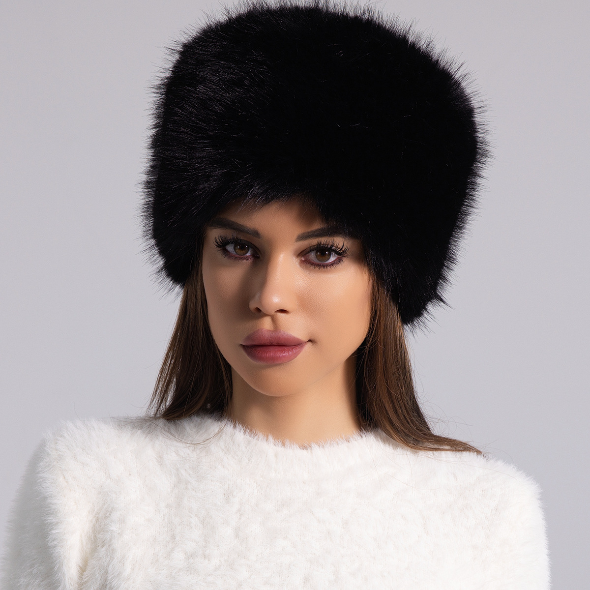Rosie Furry Round Fur Hat | Solid Full Coverage Fur Hat