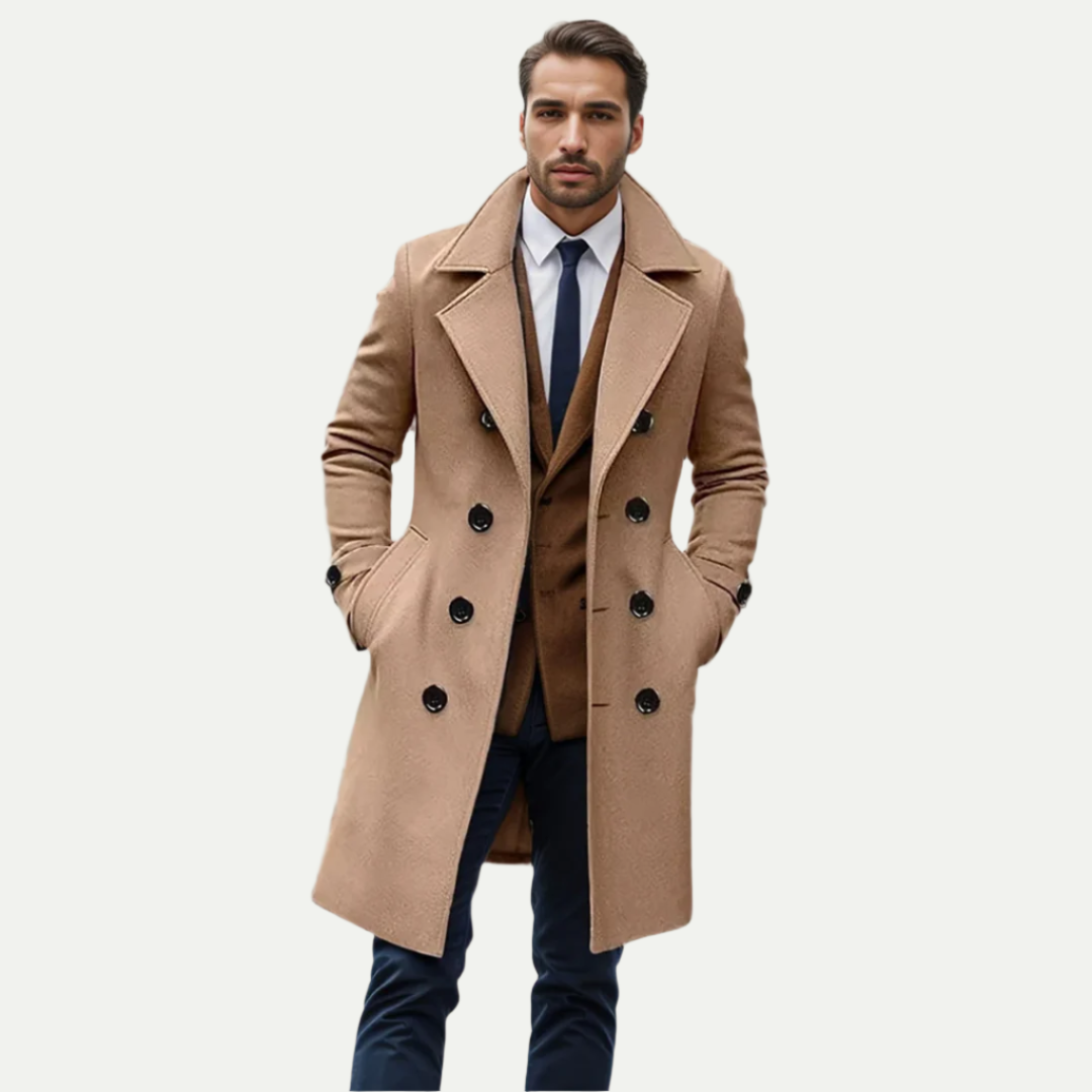 Premium Long Trench Coat For Style Conscious Professionals With Tailored Silhouette And Italian Craftsmanship