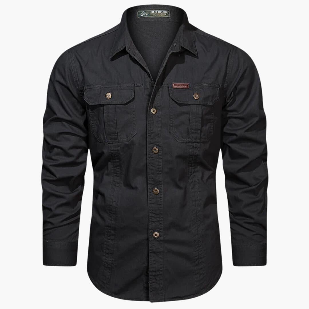 Men's Classic Cargo Shirt Long Sleeve Chest Flap Pockets For Outdoor Adventurers