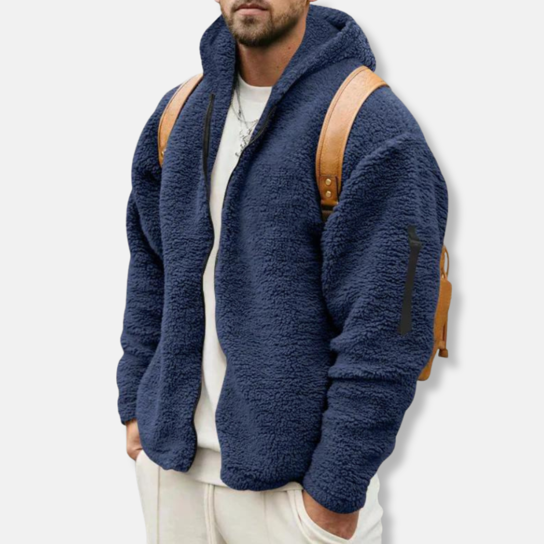 TrendAura Mens Zip Up Hoodie Sherpa Fleece Cozy Warmth Relaxed Fit For Men Casual Wear