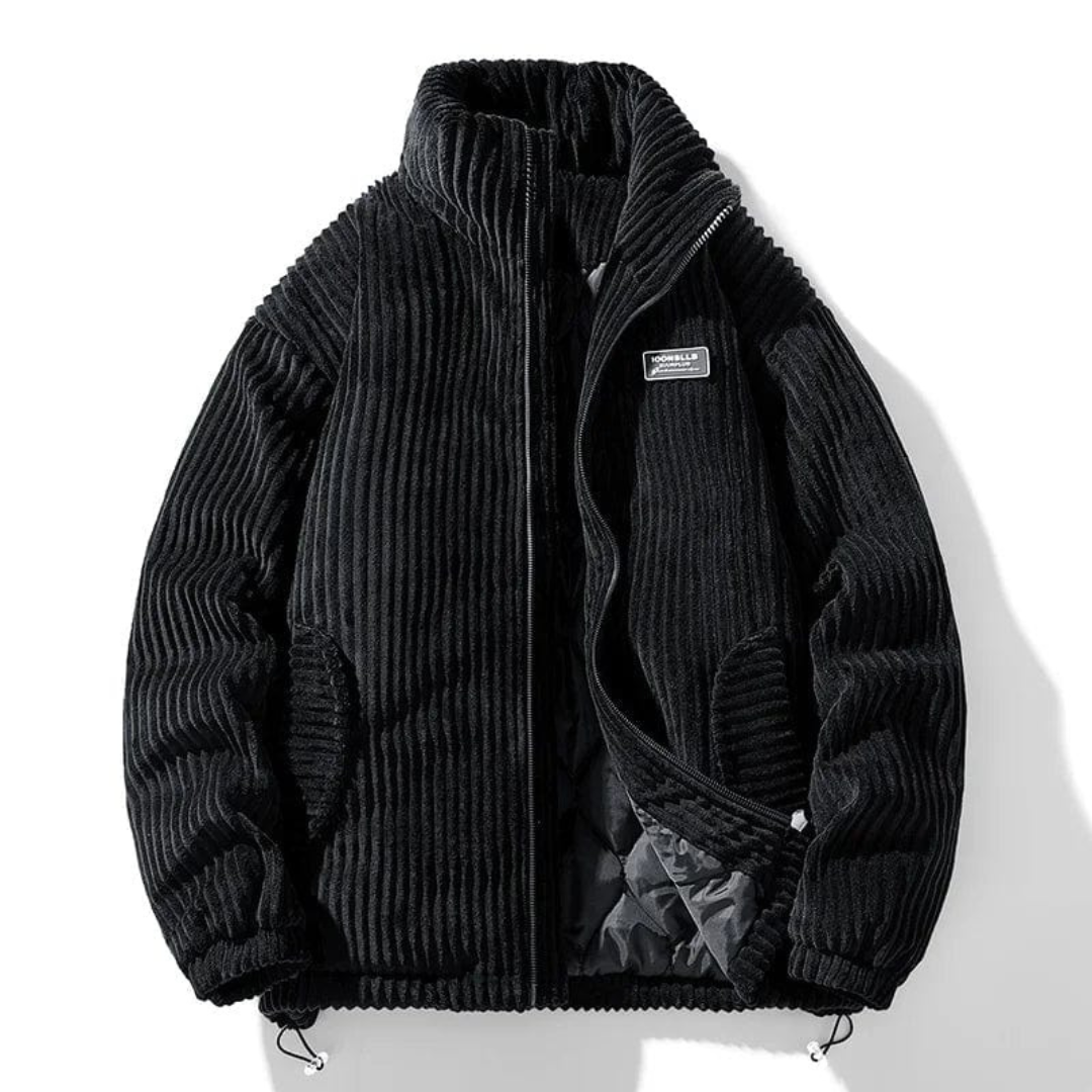 Men's Corduroy Jacket Warm Stand Collar Casual Outerwear for Autumn Winter Durable Everyday Wear